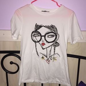 Graphic white T-shirt, Never worn